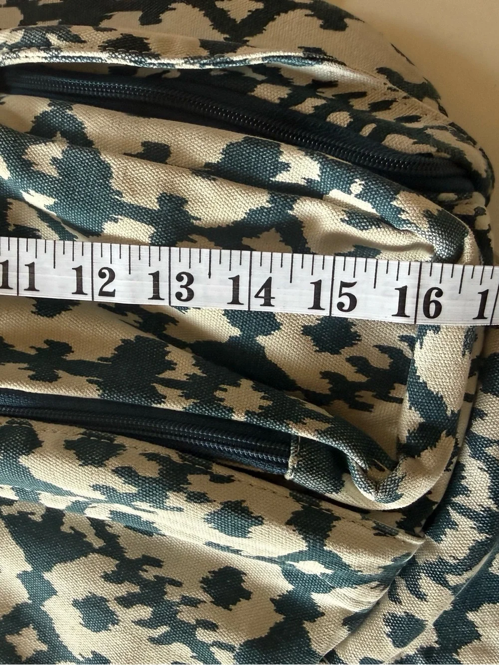 Kavu Teal and White Ikat Rope Sling Backpack